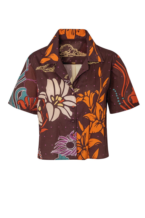 Tomaso Cotton Shirt / Brown Moonlight Garden